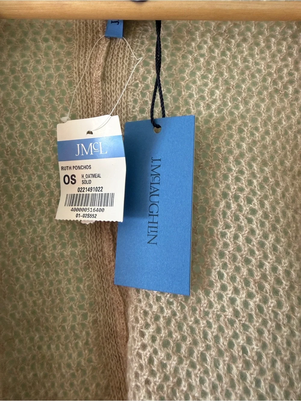 J. McLaughlin oatmeal Open-Front Knit Ruth Poncho - cashmere NWT